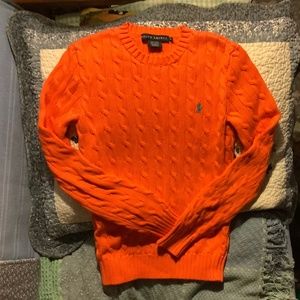 Ralph Lauren Cable Knit, New Orange Cotton Sweater, size S